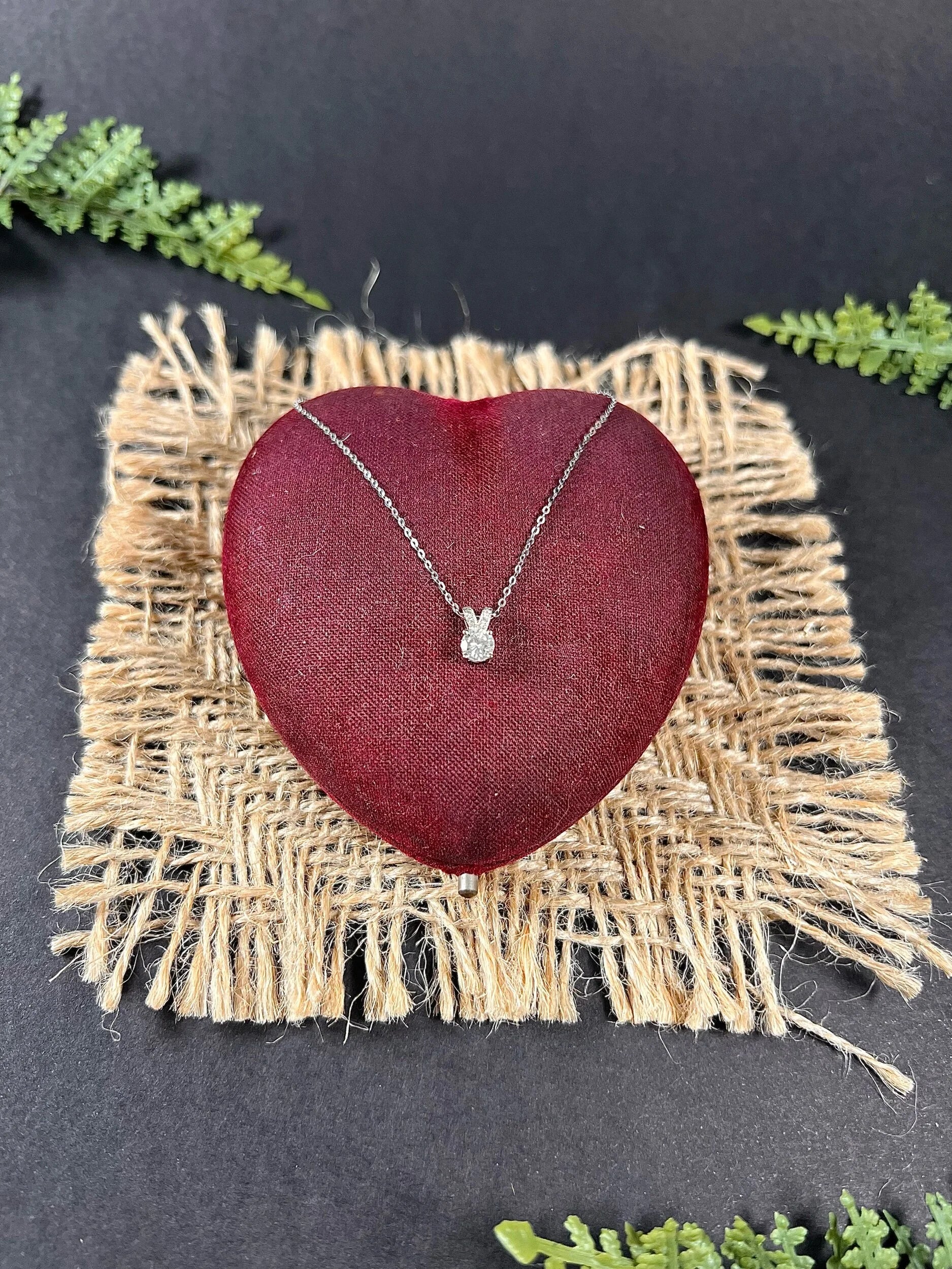Vintage 18 ct White Gold, 1940's Diamond Pendant Necklace With Modern Trace Link Chain