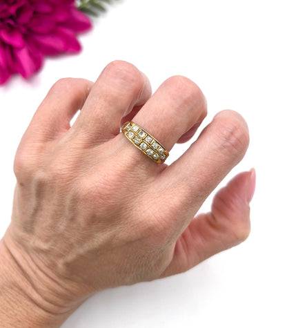 Antique 18ct Gold, Victorian Diamond Two Row Ring