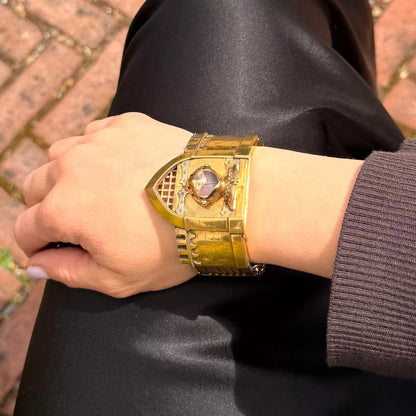 Antique 21KT Gold Novelty Castle Watch Bangle
