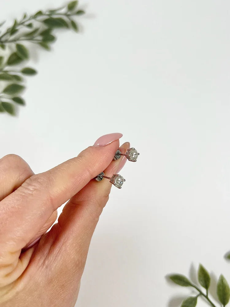 Modern Diamond Stud Earrings In 18 Carat White Gold