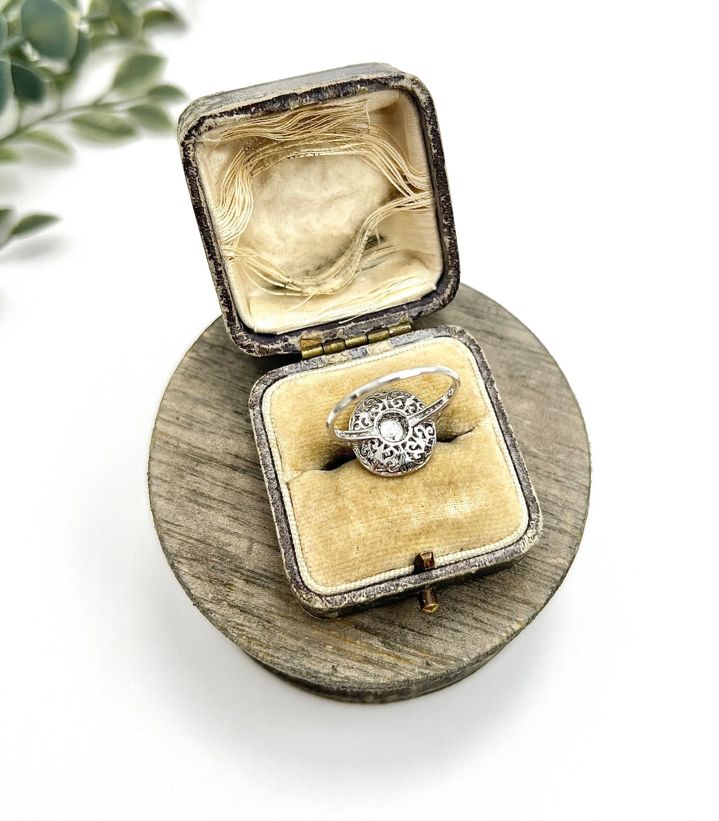 Preloved Vintage Sapphire & Diamond Double Halo Engagement Ring, Target Ring