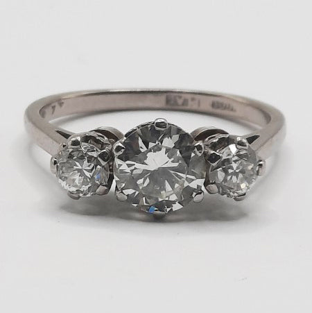 Antique Diamond Trilogy Ring, 1.60 carat total