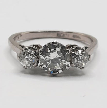 Antique Diamond Trilogy Ring, 1.60 carat total