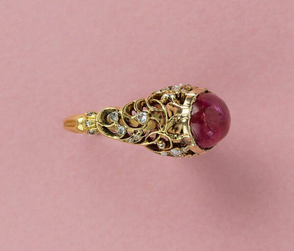 Decorative 4.7ct Burma Pink Sapphire and Diamond Ring, with Certificate