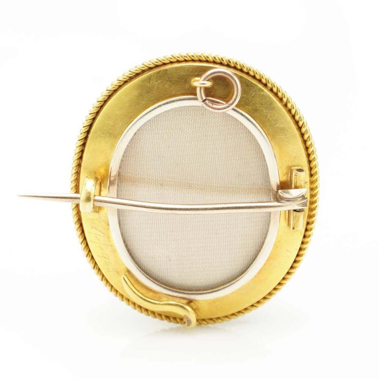 Antique Victorian 15ct Gold Cameo Mourning Brooch