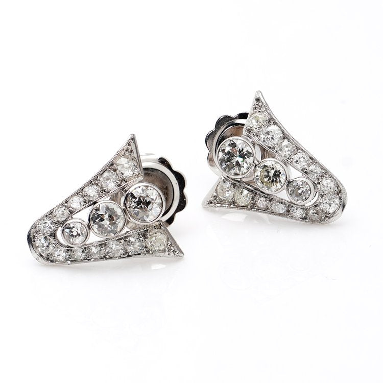 Art Deco 2.26ct Old European Cut Diamond Earrings