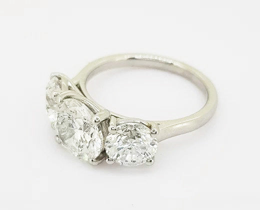 4.04ct Diamond Three Stone Ring, in 18ct white gold.