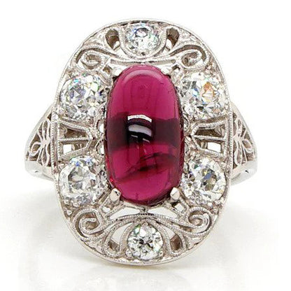 Antique Edwardian Garnet and Diamond Cluster Ring