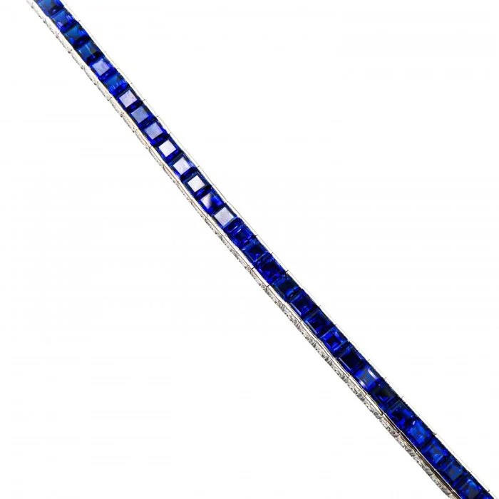 Modern 7.36ct Sapphire Line Bracelet in Platinum