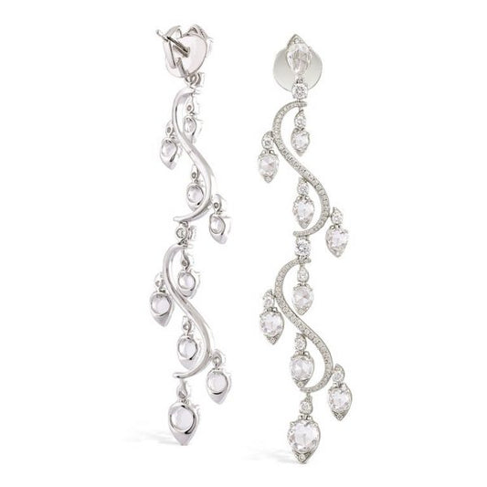 Diamond Rondelle Drop Earrings, 4.21 Carat Total, 18ct White Gold