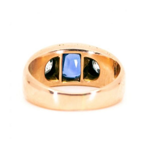Vintage Sapphire and Diamond Three-Stone Ring, 1.95 carat total