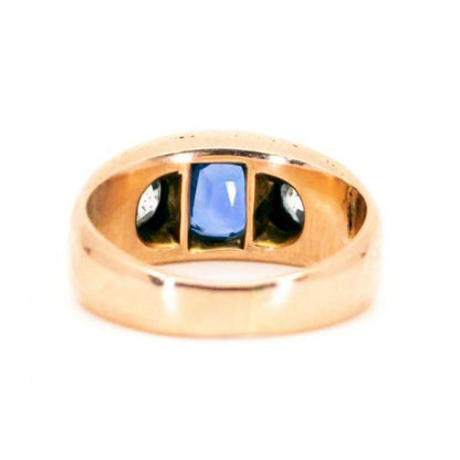 Vintage Sapphire and Diamond Three-Stone Ring, 1.95 carat total