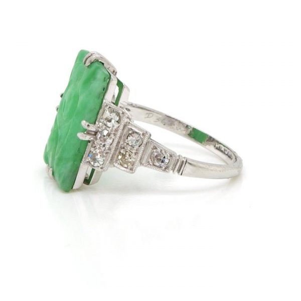 Art Deco Jade and Diamond Dress Ring
