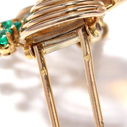 Art Deco French Peacock Brooch with 4ct Citrine, Diamond and Emeralds