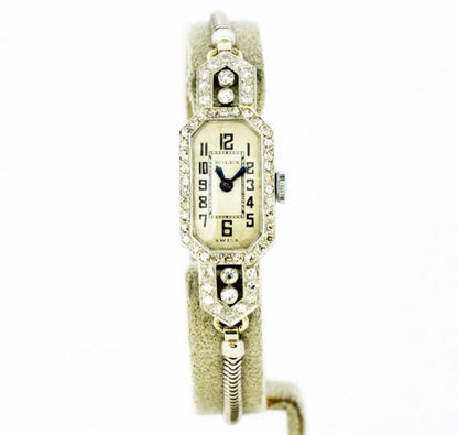 Art Deco Rolex Ladies Wristwatch, Diamond set, 18ct Gold, Glasgow 1924
