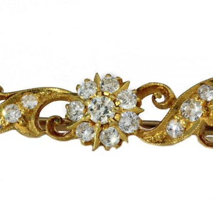 Vintage 1970s Diamond Floral Cluster Bar Brooch, 2.55 carats