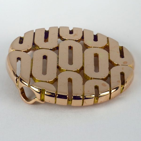French Retro Oval Motif 18ct Rose Gold Pendant