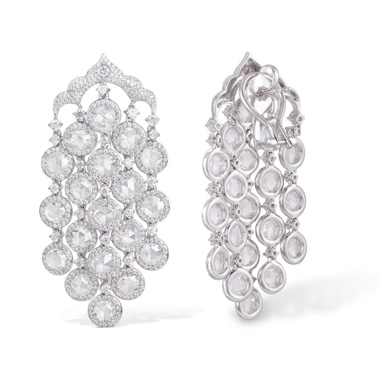 Diamond Chandelier Drop Earrings, 10.96 carat total, 18ct White Gold