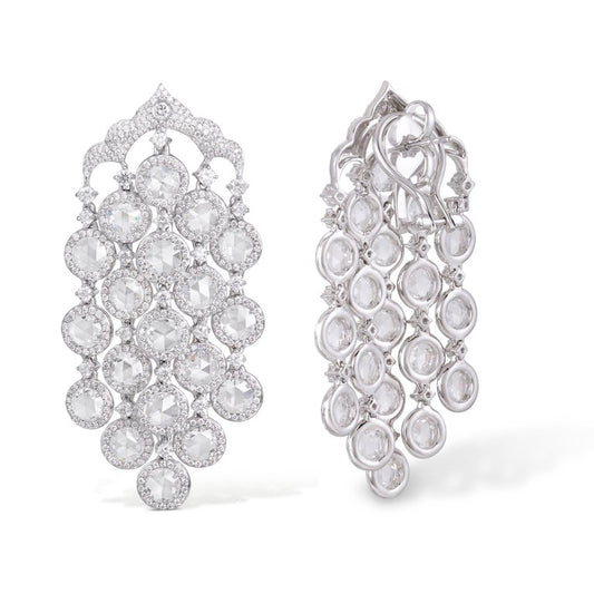 Diamond Chandelier Drop Earrings, 10.96 carat total, 18ct White Gold