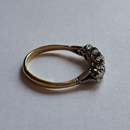 Vintage 0.90ct Diamond Five Stone Engagement Ring in Platinum and 18ct Yellow Gold