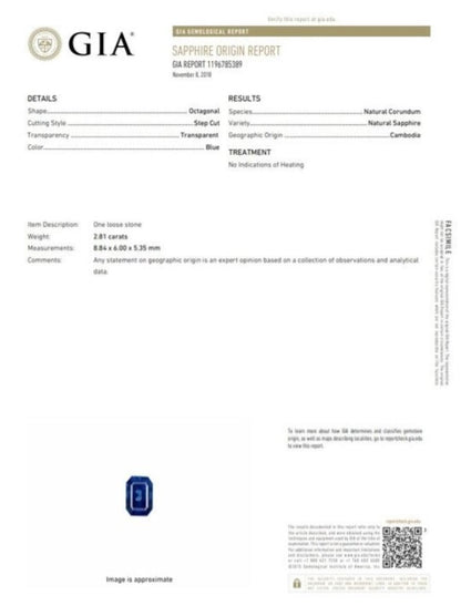 GIA Certified 2.81ct Natural Sapphire and 3.62cts Diamond Cluster Dress Engagement Ring