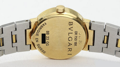 Bvlgari Ladies 18ct Yellow Gold and Steel 23mm Quartz Watch, on a steel and gold bracelet strap with fold over clasp