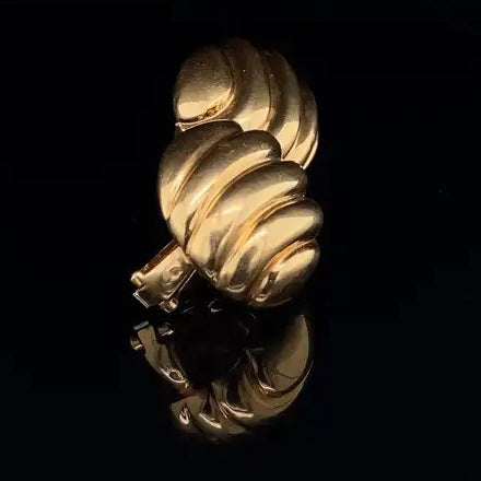 Vintage 1970s Cartier Oval Ribbed 18ct Yellow Gold Clip On Earrings