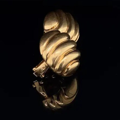 Vintage 1970s Cartier Oval Ribbed 18ct Yellow Gold Clip On Earrings