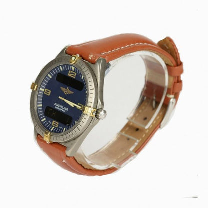 Breitling Aerospace Multi Function Titanium Gentleman's Wrist Watch, circular 40mm titanium case, quartz movement. On a Breitling brown leather strap