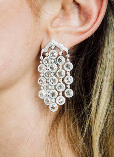 Diamond Chandelier Drop Earrings, 10.96 carat total, 18ct White Gold