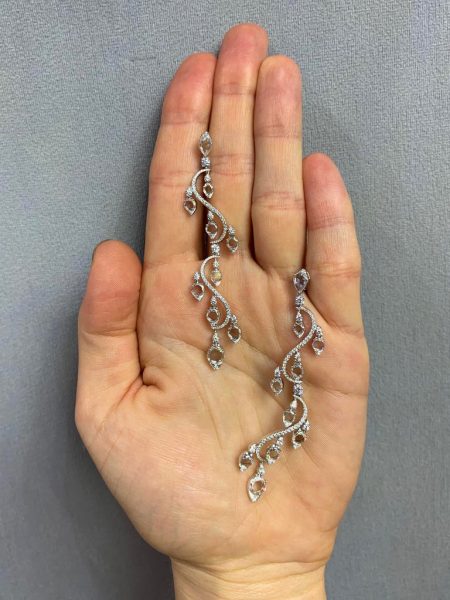 Diamond Rondelle Drop Earrings, 4.21 Carat Total, 18ct White Gold