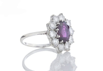 Vintage 1.5ct Thai Ruby and Diamond Cluster Ring, in 18ct white gold. Circa 1970's.