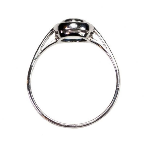 Vintage Art Deco Style Sapphire, Diamond and Platinum Target Cluster Ring, 1.00 carat total