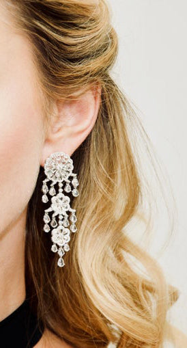 Diamond Floral Chandelier Earrings, 9.77 carat total, 18ct White Gold