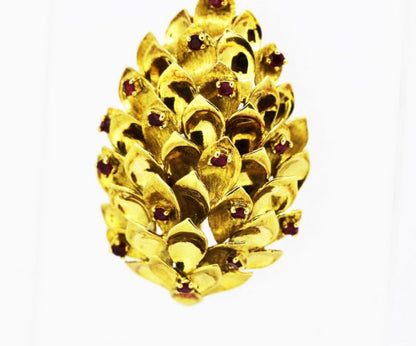 Tiffany and Co Cone Brooch, set with Rubies, 18ct Yellow Gold, c.1990's