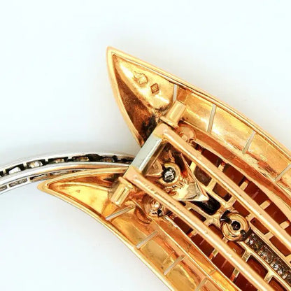 Vintage French Retro Citrine and Gold Leaf Brooch by Sasportas