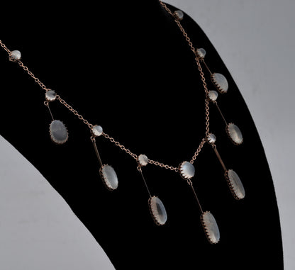 Antique Victorian 23ct Moonstone Fringe Necklace