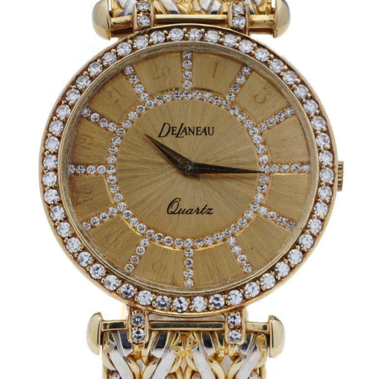 Vintage Delaneau 18ct Yellow Gold Watch with Diamonds