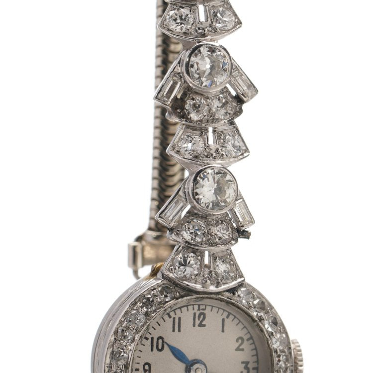 Art Deco Diamond Platinum Cocktail Watch, 3.20cts