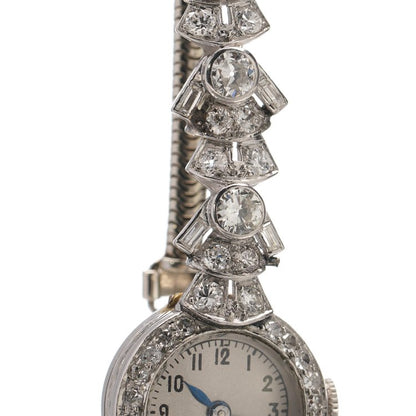 Art Deco Diamond Platinum Cocktail Watch, 3.20cts
