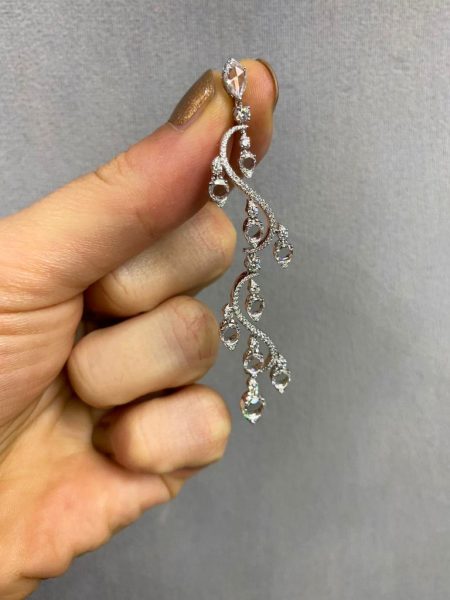 Diamond Rondelle Drop Earrings, 4.21 Carat Total, 18ct White Gold