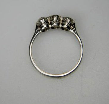 Vintage Three Stone Diamond Engagement Ring Platinum 1.50cts