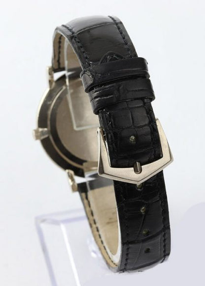 Patek Philippe 3919 Calatrava 18ct White Gold Gents 33mm Manual Watch, white dial, black Roman hour markers and small seconds, Patek Philippe black leather strap with 18ct white gold pin buckle, with Patek Philippe extract