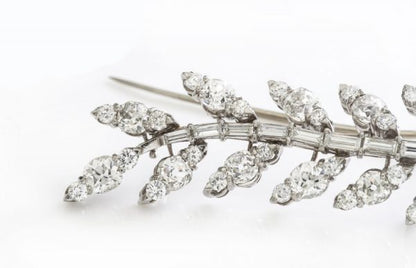 Old Cut Diamond and Platinum Spray Brooch, 5.80 carats