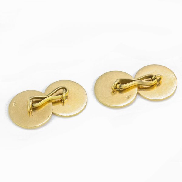 Vintage 18ct Yellow Gold Cufflinks with Crest, Circa 1950s-1960s