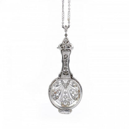 Antique Belle Epoque Diamond and Platinum Lorgnettes Pendant Necklace