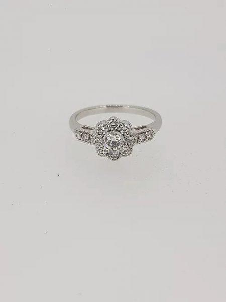 0.80ct Diamond Floral Cluster Ring in 18ct White Gold