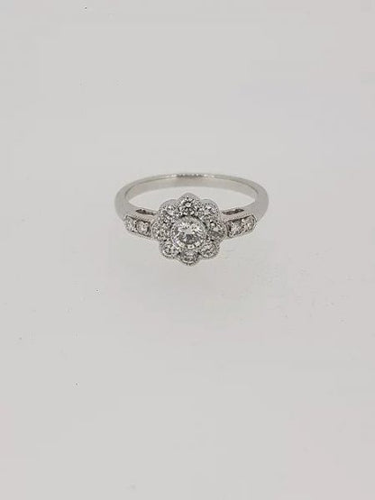 0.80ct Diamond Floral Cluster Ring in 18ct White Gold