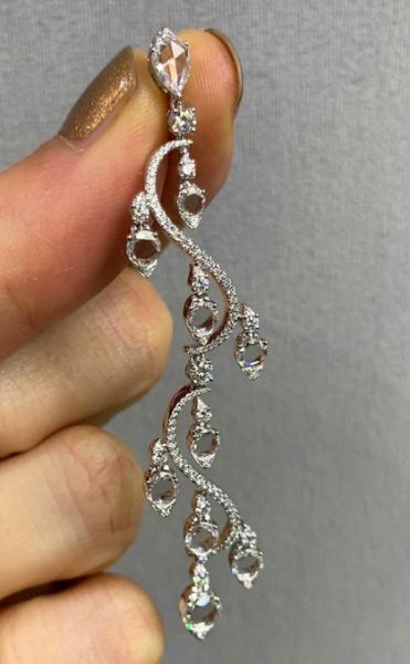 Diamond Rondelle Drop Earrings, 4.21 Carat Total, 18ct White Gold