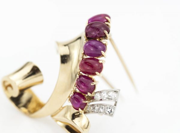 Trabert and Hoeffer Mauboussin 9ct Ruby and Diamond Double Clip